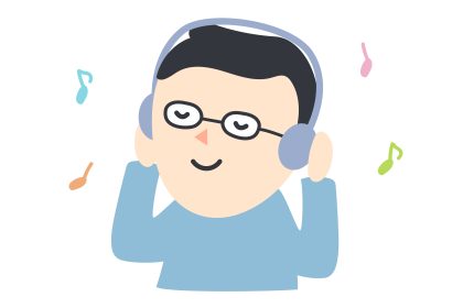 音楽を聴く男性